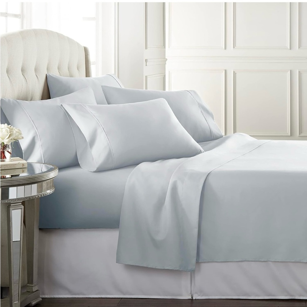 Serene Blue Cotton Bedding Sheets Set
